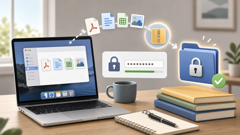 Illustration of protecting shared files on a Mac before sending them
