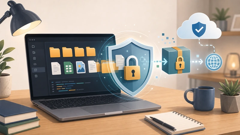 Illustration of securing files on a Linux-style workstation before sharing them externally