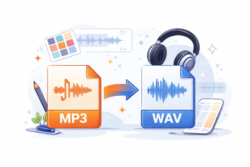 Audio waveform showing MP3 to WAV converter transformation