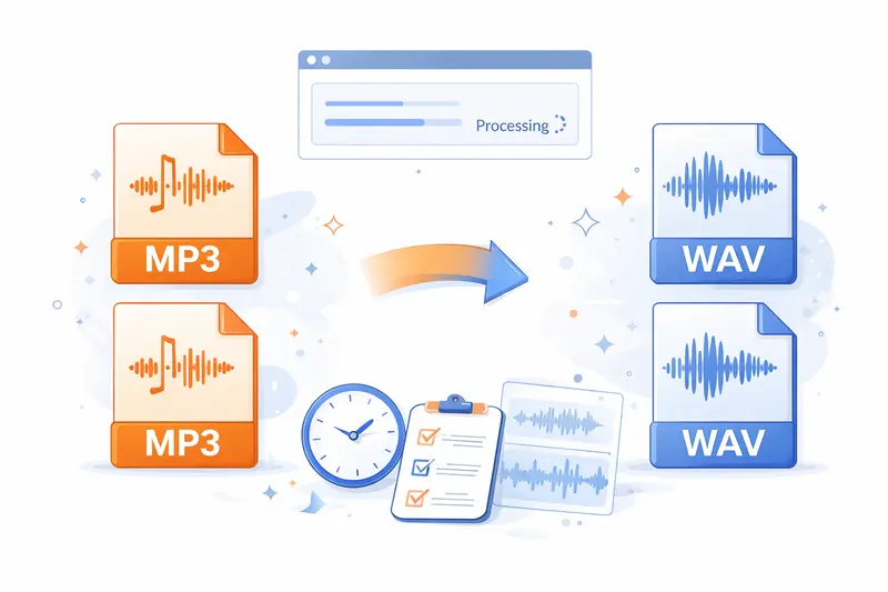 Conceptual illustration of MP3 to WAV converter preserving audio quality