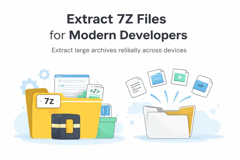 Conceptual illustration of extracting 7Z files into organized folders