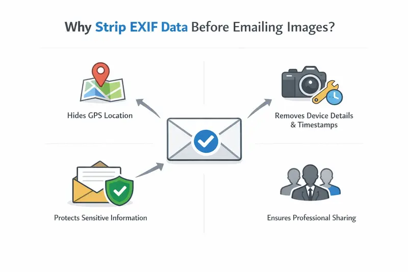 Conceptual image of removing hidden metadata from photos before sharing