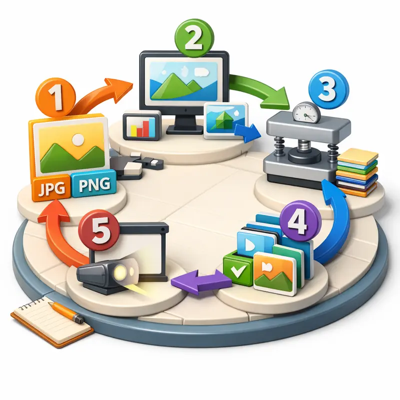 Optimize images for web concept with compressed visuals for classroom presentations