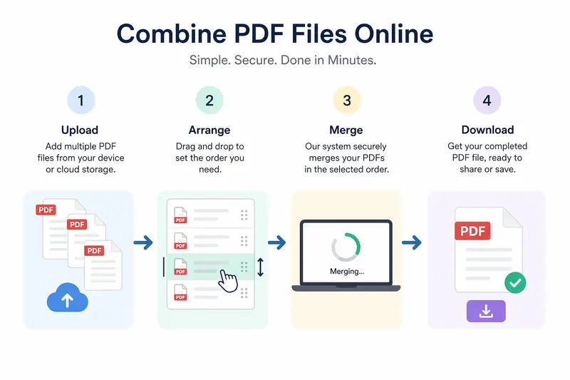 Concept of combining PDF files online into one document