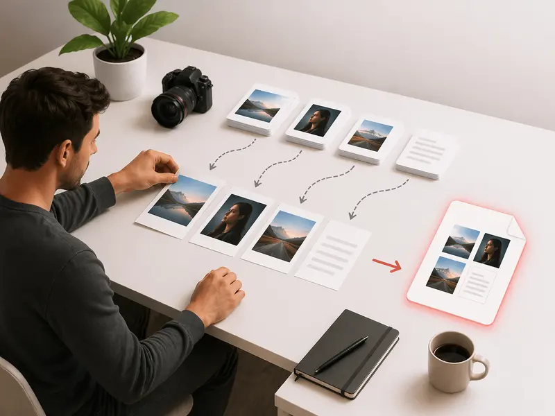 Stack of photography PDFs being merged into one organized file