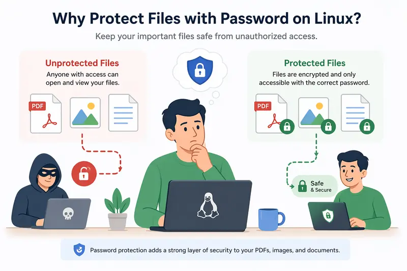 Conceptual illustration of protecting files with password using encryption layers