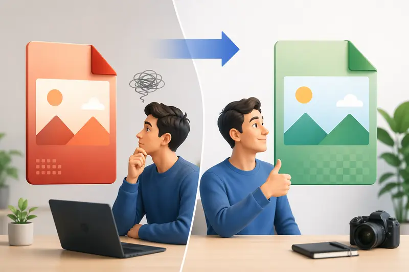 Conceptual transformation from AVIF to PNG image format