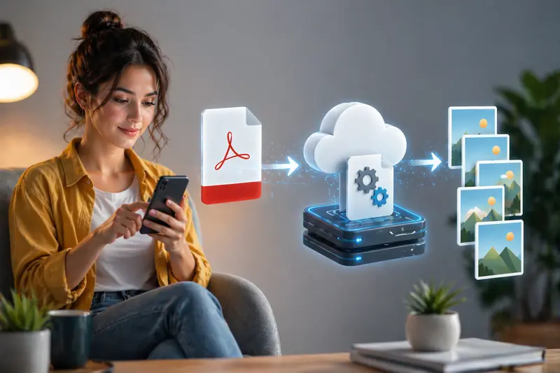 Visual comparison of high vs compressed JPG output from PDF conversion