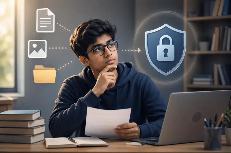 Student securing files before sending email using encrypt files online