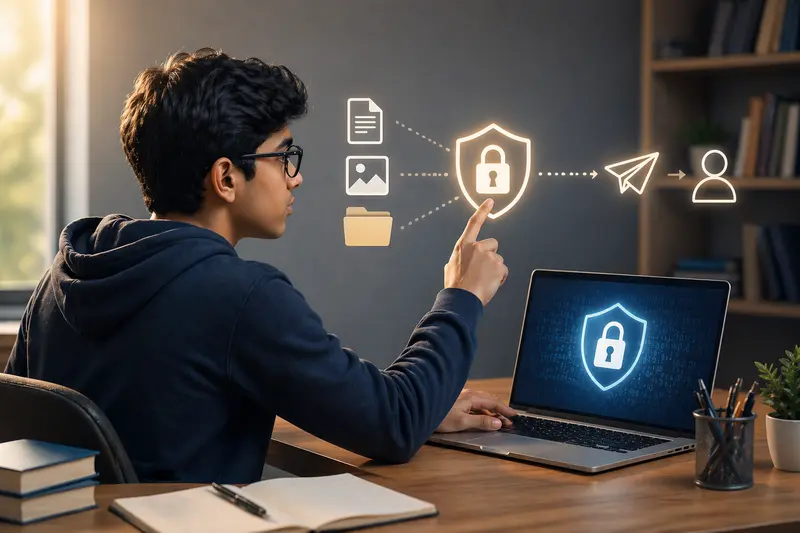 Files being transformed into encrypted secure versions for sharing
