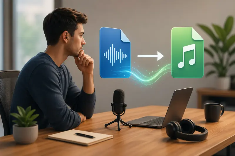 Audio file transformation from WAV to MP3 format