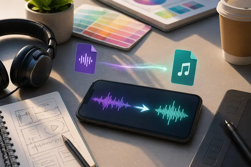 audio file transformation from WAV to MP3 for mobile design workflow
