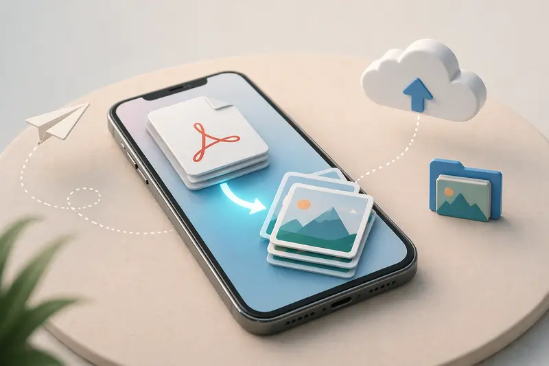 Mobile browser converting PDF pages to JPG images