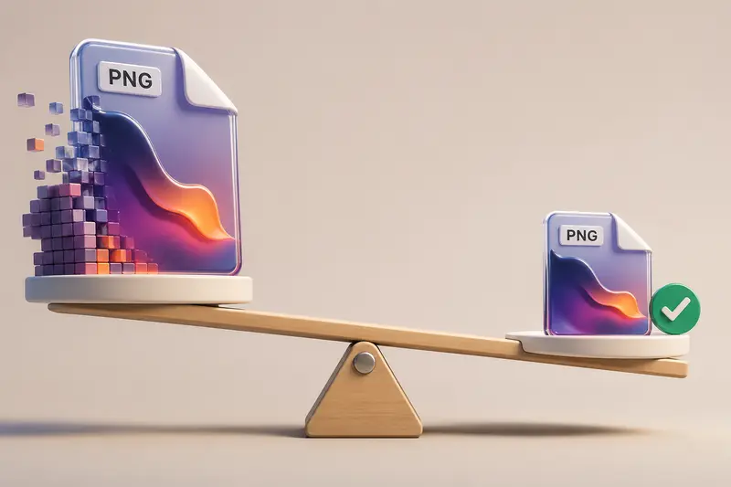 visual comparison of compress PNG files before and after size reduction