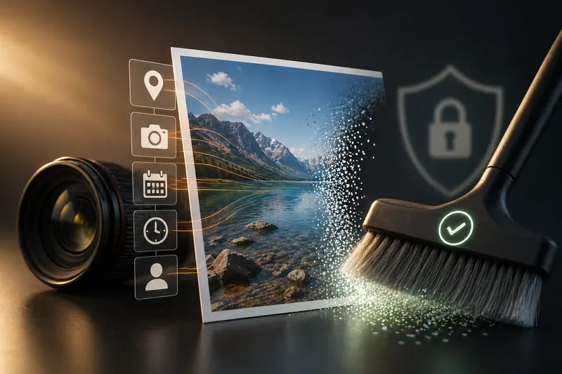 Image metadata removal process illustration for marketers