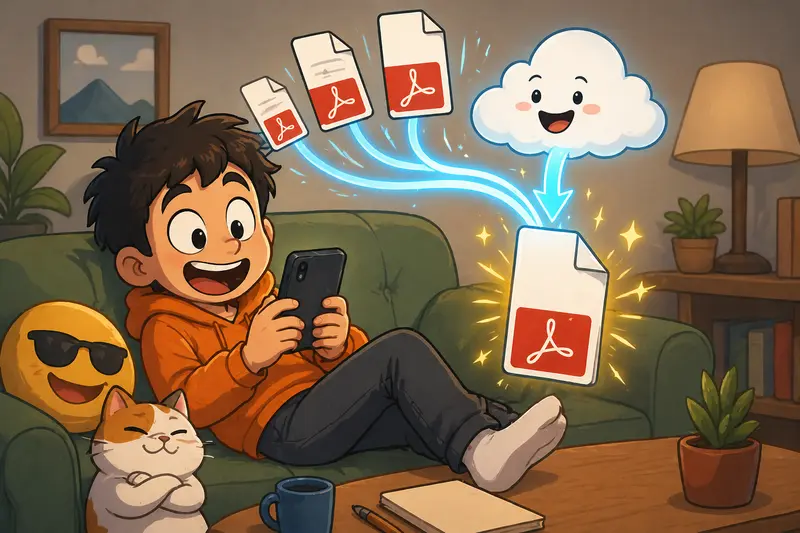 Illustration of common pitfalls when combine PDF files online on mobile devices