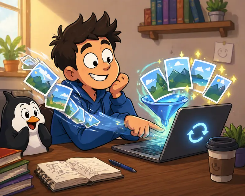 Illustration showing batch image conversion from HEIC to JPG for study materials