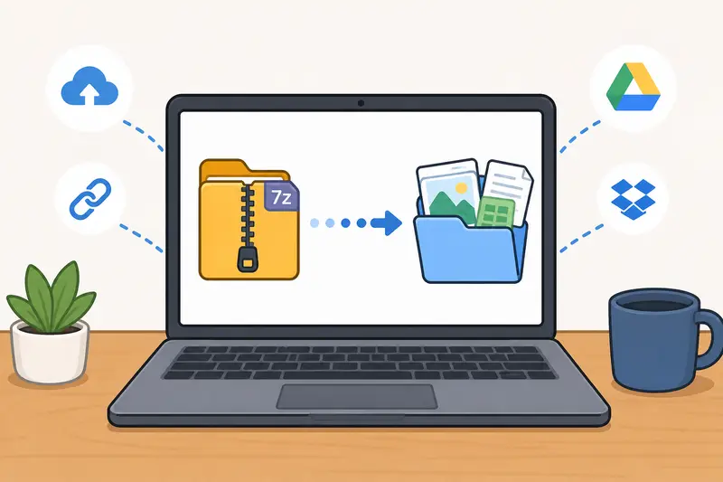 Illustration of extracting compressed files into individual assets