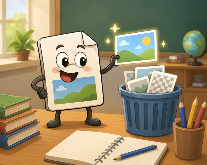 PNG to JPG converter concept showing organized classroom image files transforming format