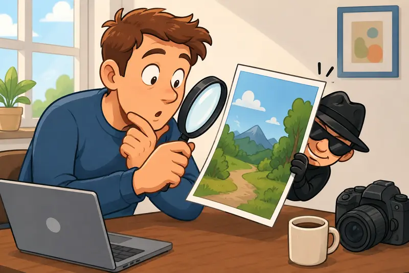 Conceptual illustration of clean image metadata online workflow removing hidden photo details before sharing