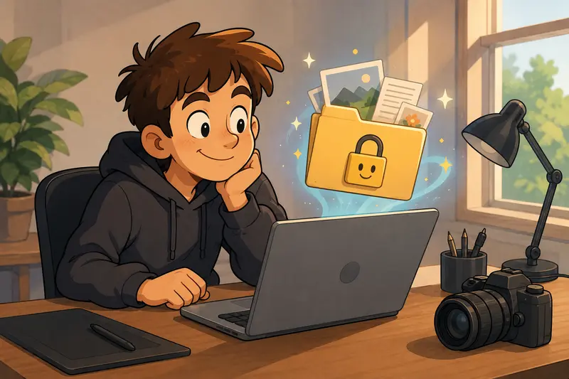 Encrypted creative files moving through a secure browser-based workflow