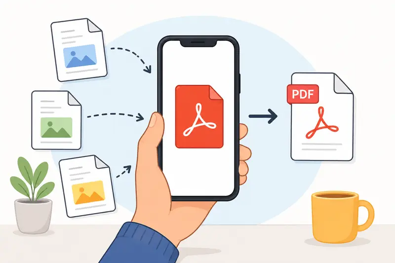 Android workflow for merge PDF files from multiple scanned documents