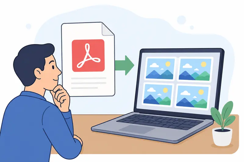 Batch conversion workflow showing multiple PDF pages exported as organized JPG files