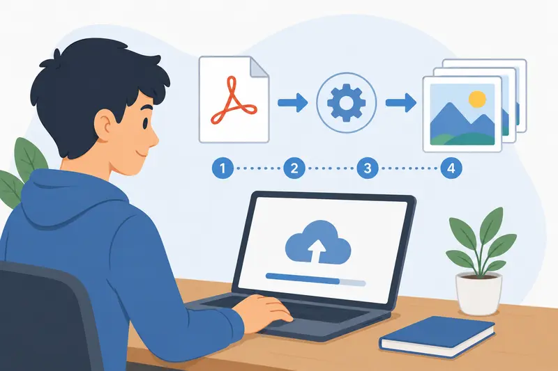 High quality PDF to image workflow with document pages transforming into JPG files