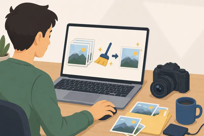 Batch delete photo metadata workflow for freelance image delivery