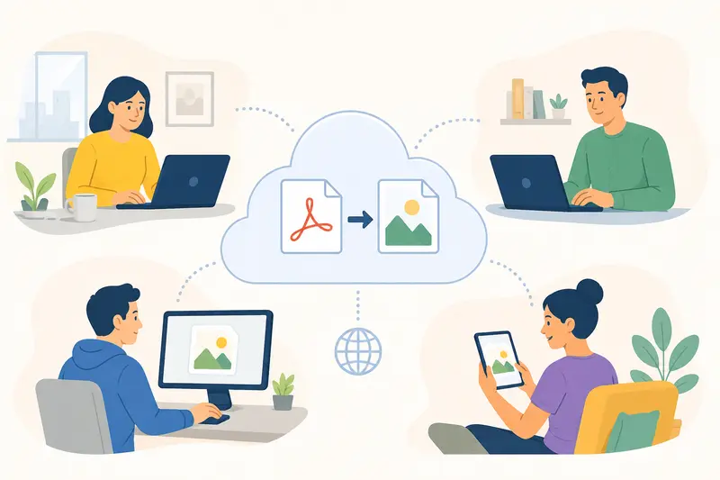 Remote team workflow using turn PDF into JPG conversion for shared website assets