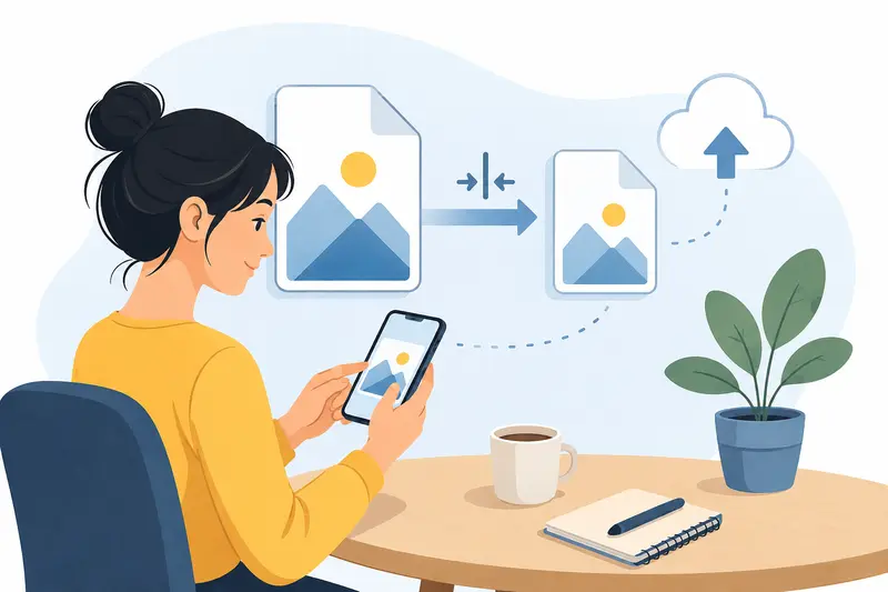 Mobile workflow to optimize images for web while reducing upload size