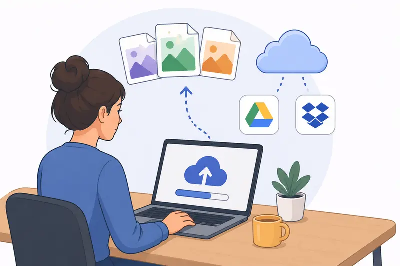 AVIF to PNG converter concept with organized business image files moving through a clean workflow