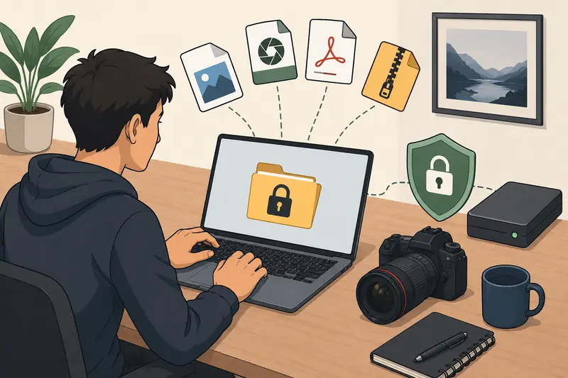 Secure password protect files process for photographers sharing client galleries