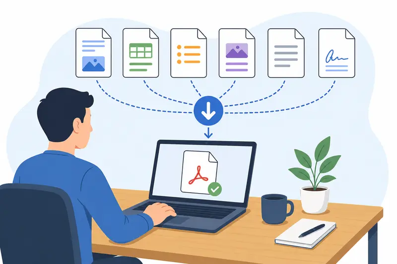 Business team organizing and merge PDF documents for contracts and scanned reports