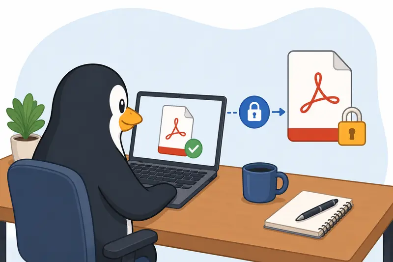 Workflow illustration showing organized batch PDF merge process for Linux users