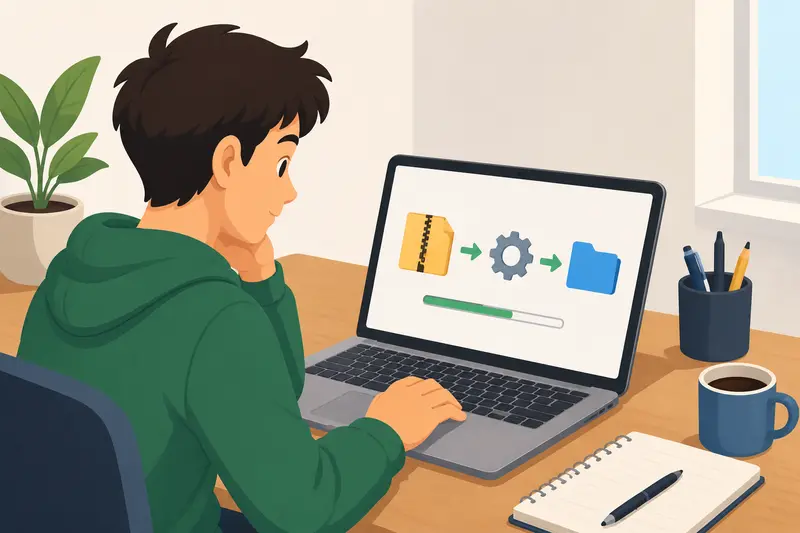 Archive contents splitting into organized folders for open RAR files online workflow