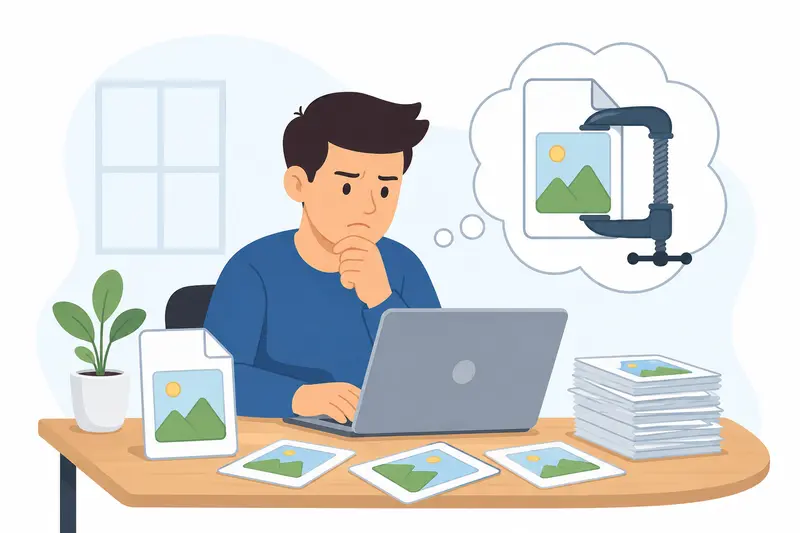 Workflow concept showing compress PNG files while preserving visual clarity