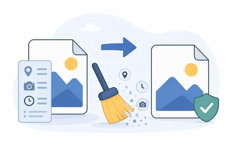 Photo privacy metadata remover concept for distributed teams managing shared files