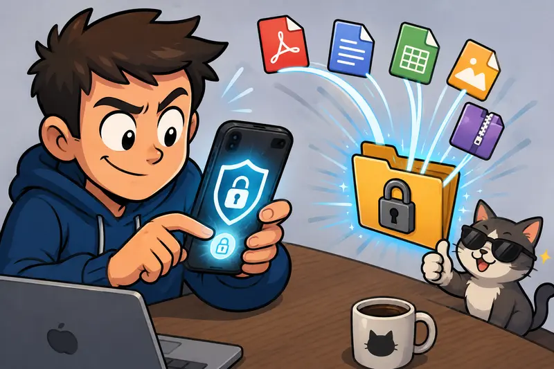 Secure private file sharing workflow with encrypted business documents