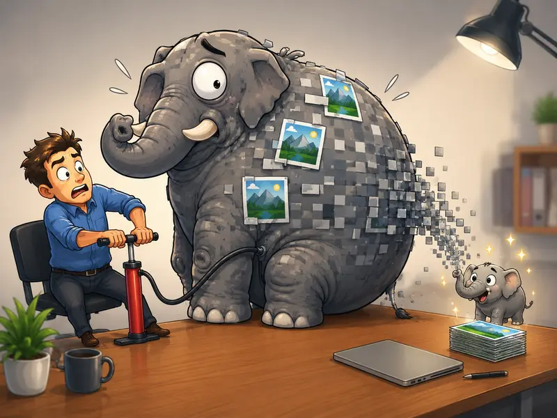 High quality image compression concept with shrinking image files and preserved clarity