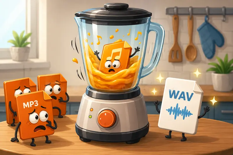 MP3 to WAV converter processing audio files in a browser workflow