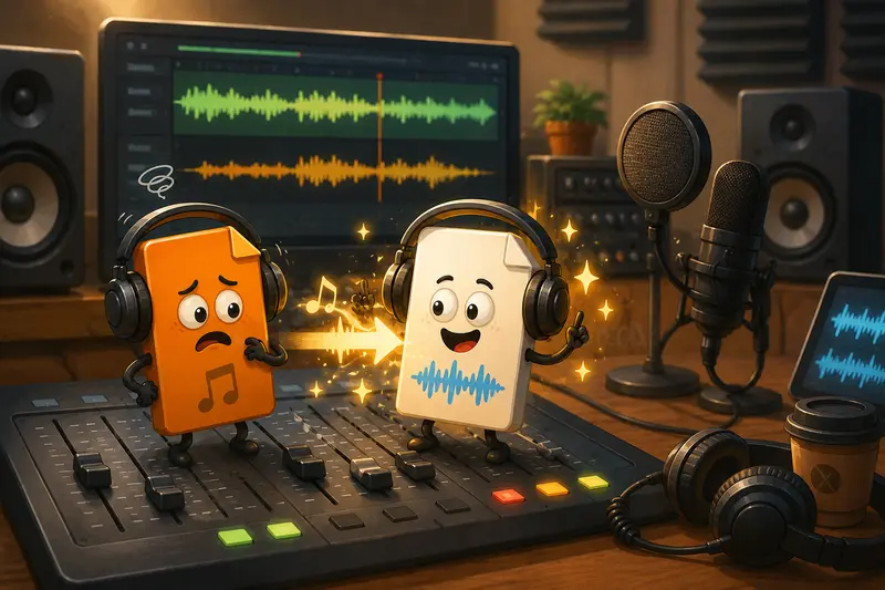 Online MP3 to WAV converter transforming compressed audio into editable format