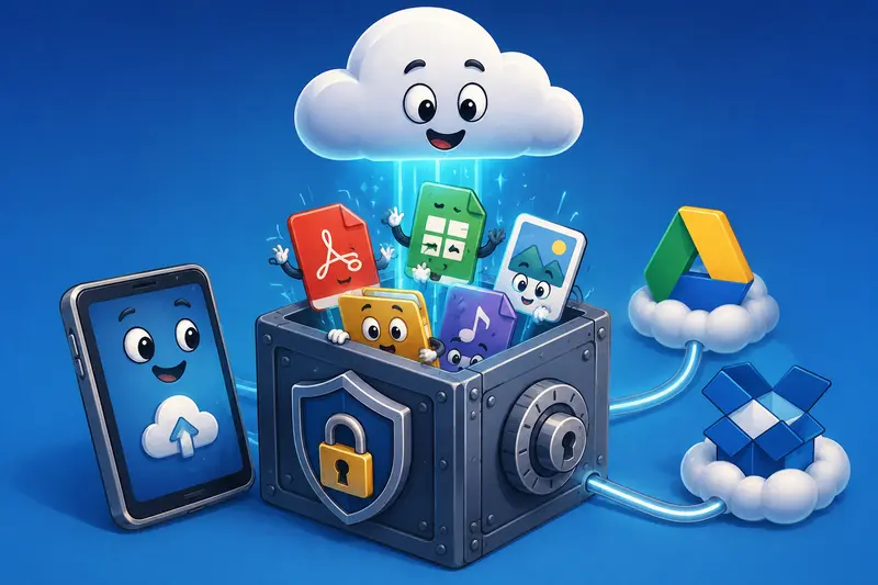 Conceptual illustration of password-protected PDFs and secure mobile file sharing