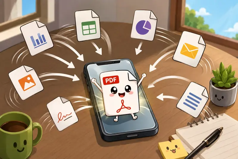 Remote team organizing multiple PDF documents to join PDFs into one file from Android devices