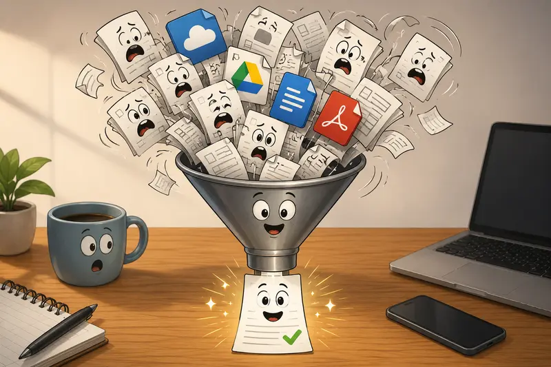 Stack of business reports prepared to merge PDF documents for remote collaboration