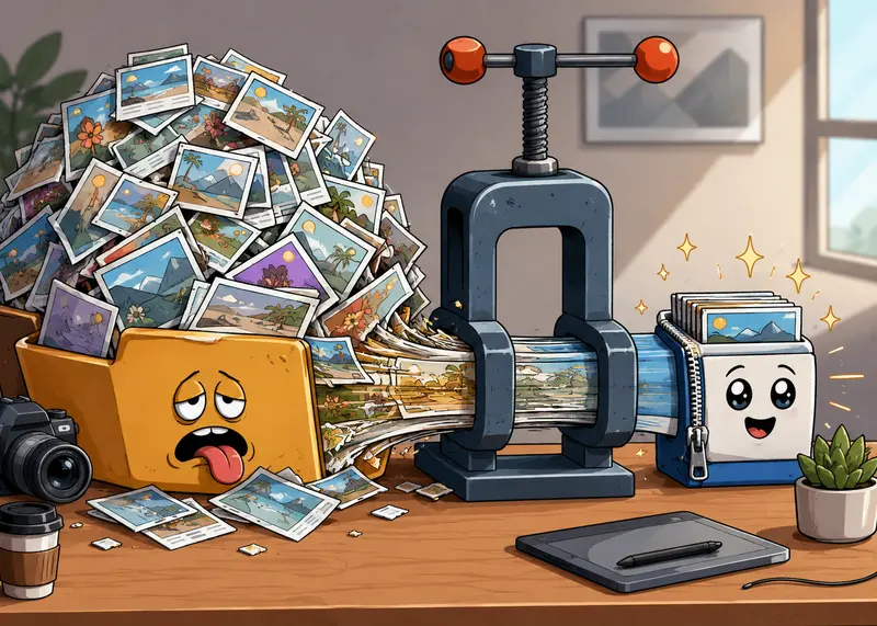 Bulk image compression workflow with large design asset folders on Windows