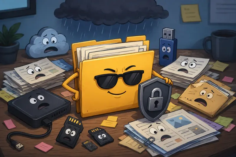 Developer backup workflow using password protect files before cloud upload