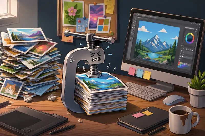 Designer workflow involving bulk image compression across multiple image formats