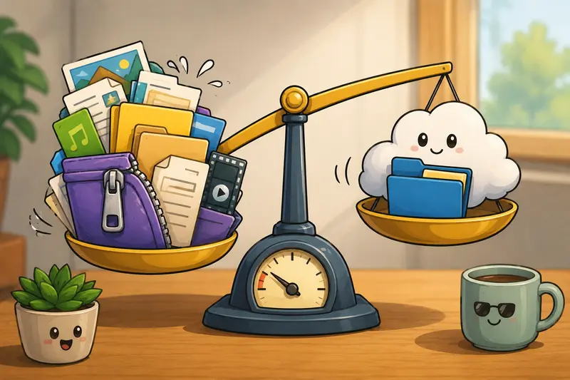 Concept illustration of unpacking large RAR archives in the browser