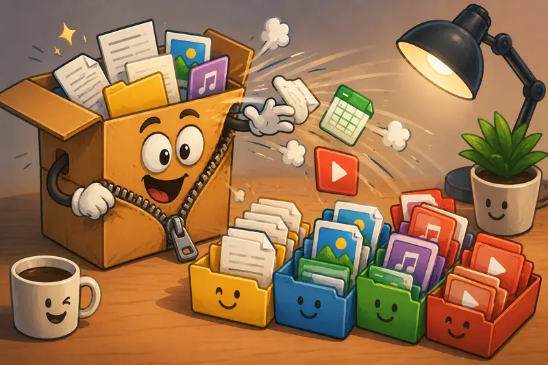 Extract large ZIP files containing mixed media and organized folders